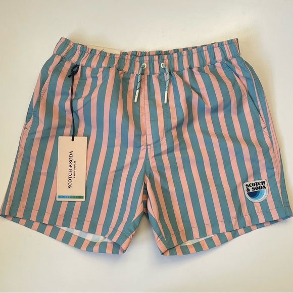 Scotch & Soda Other - Scotch & Soda Boy’s Striped Swim Trunks - Classic Fit & Short Length